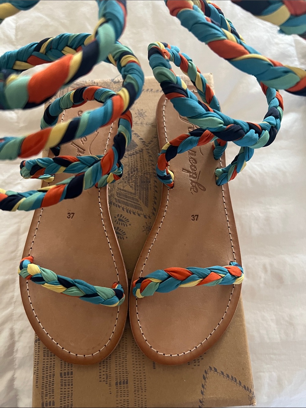 Free People Braided Multi-Tone Lace-Up Sandals